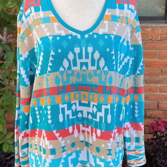 Ruby Rd. • Blue • Size Large •  Aztec/Indian Design • Sweater • New W/ Tags - Picture 4 of 9